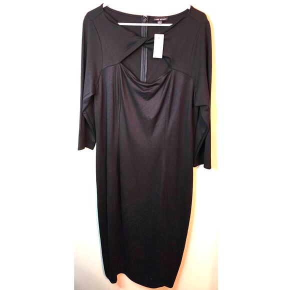 Lane Bryant Twist-Neck Ponte Sheath Black Dress Plus 14 NEW - Picture 3 of 12